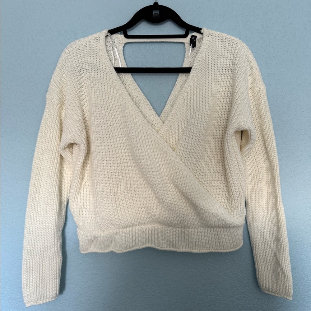 moon & madison Cream V-Neck Sweater